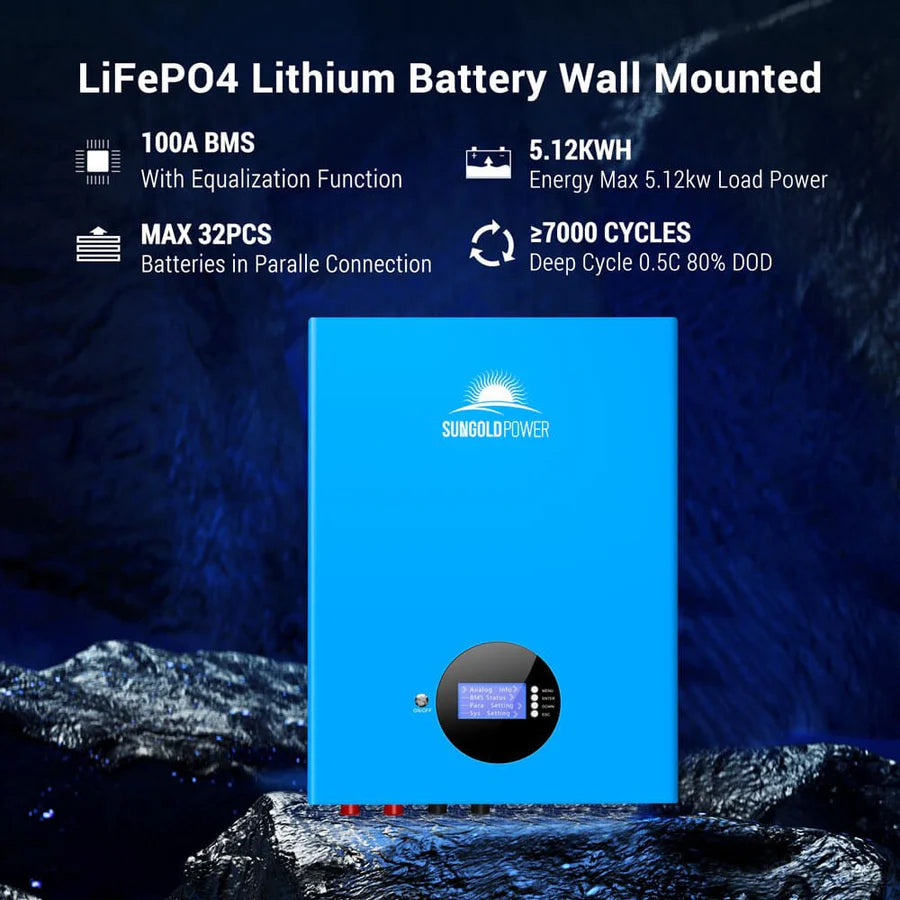 5.12KWH Powerwall LiFePO4 Lithium Battery SG48100M - 4 units