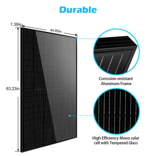 370W Mono Black PERC Solar Panel - 2 pcs