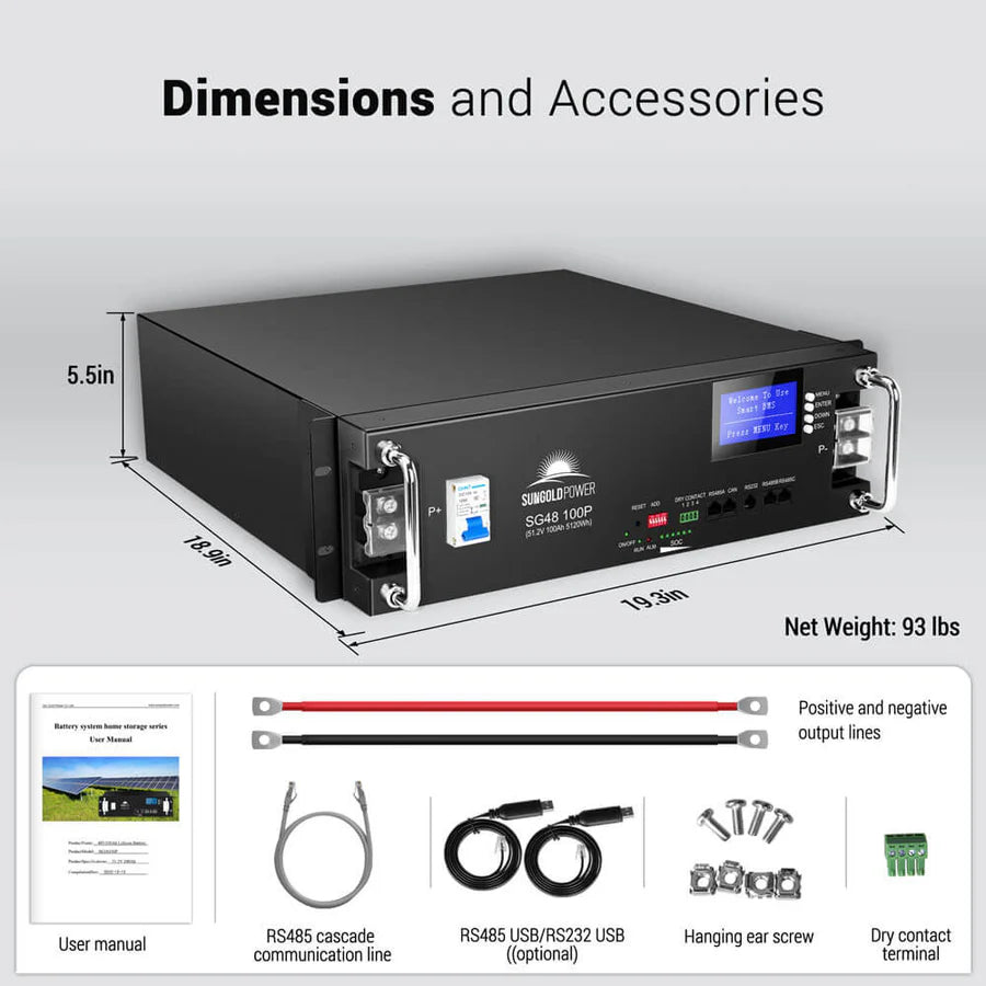 48V 100AH Server Rack LiFePO4 Lithium Battery SG48100P - 2 units