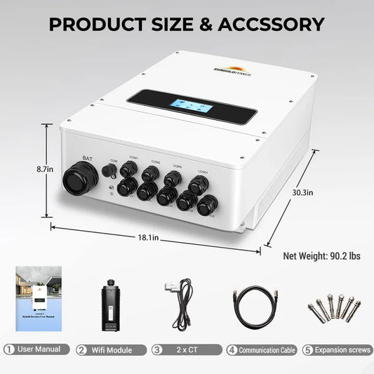 UL 10KW Hybrid Inverter 48V Split Phase Grid Feedback Batteryless