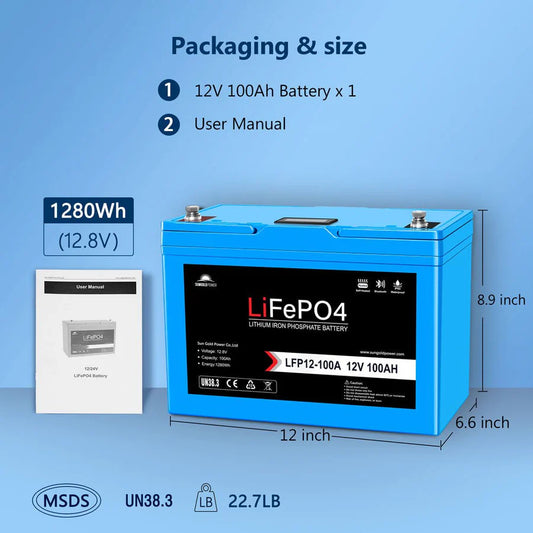 12V 100AH LiFePO4 Deep Cycle Lithium Battery / Bluetooth /Self-heating / IP65 | 4 units