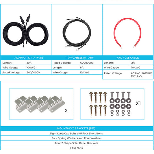 New 100 Watt 12 Volt Solar Premium Kit