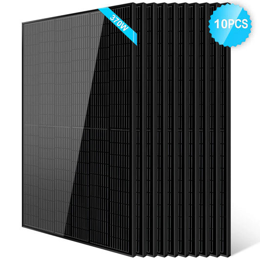 370W Mono Black PERC Solar Panel - 10 pcs