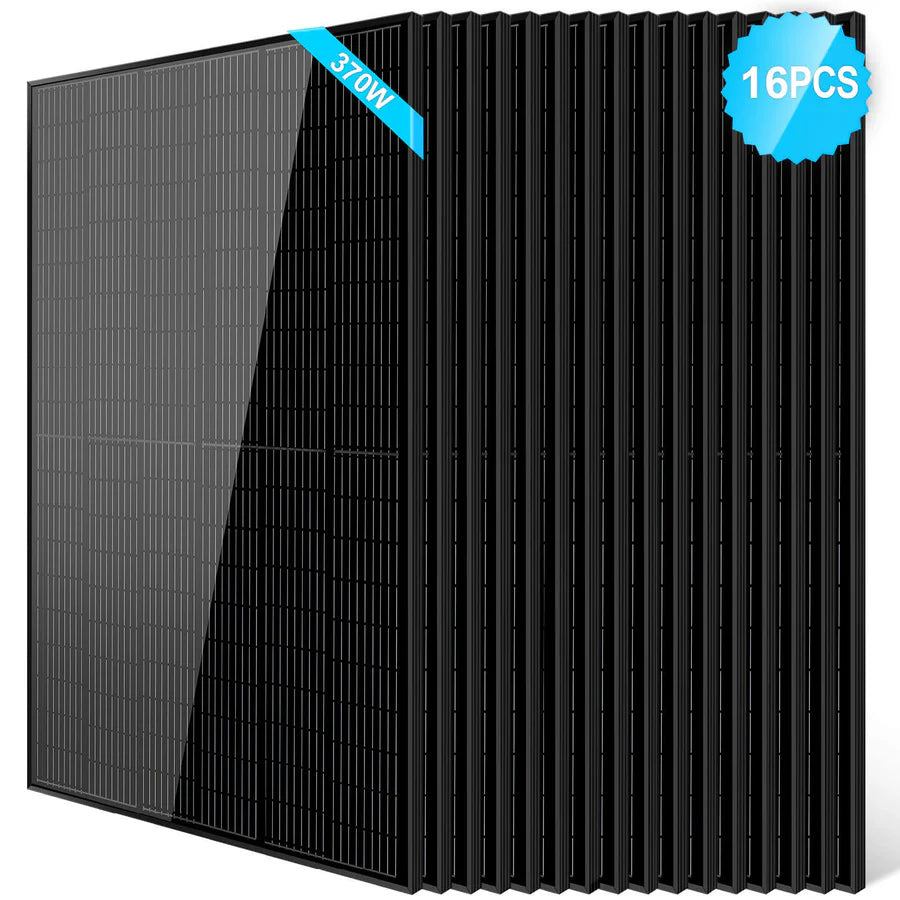 370W Mono Black PERC Solar Panel - 16 pcs