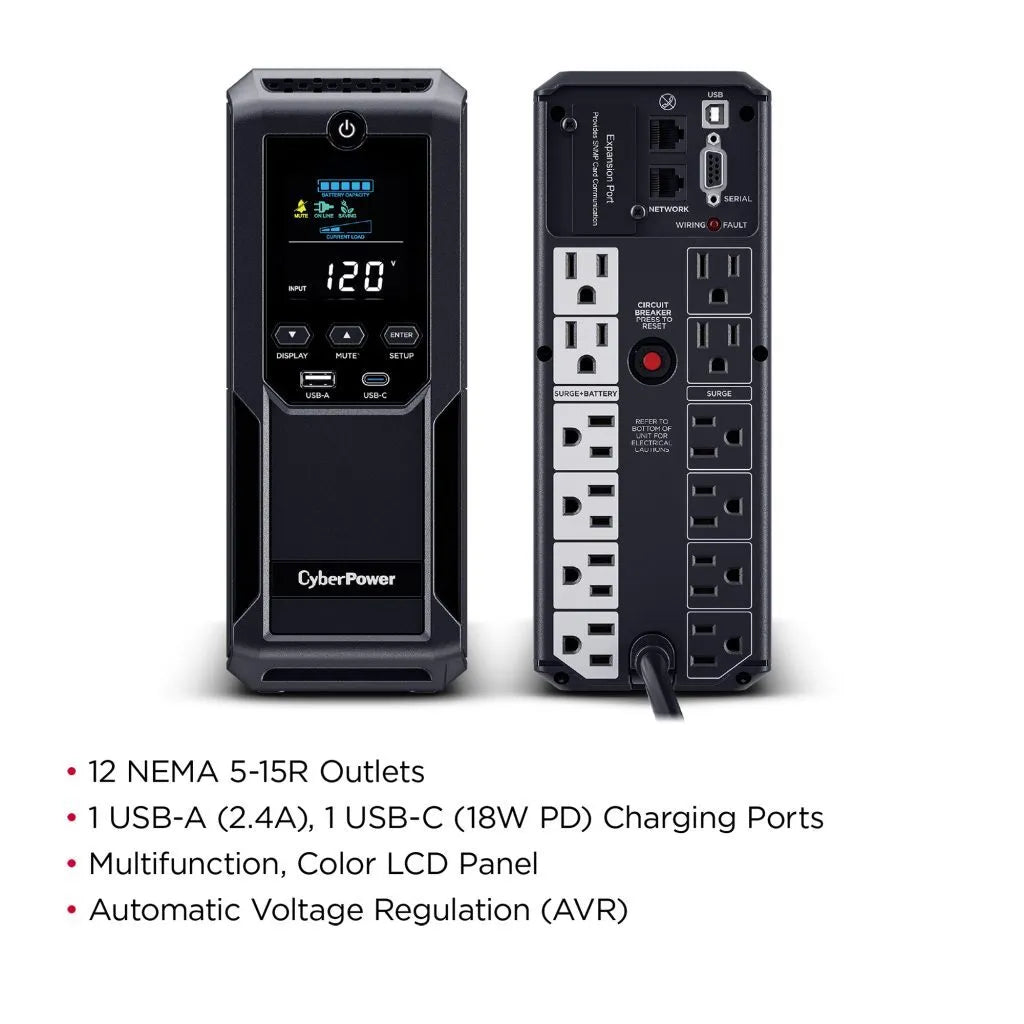 CYBERPOWER, 1500VA/900W Mini-tower AVR UPS