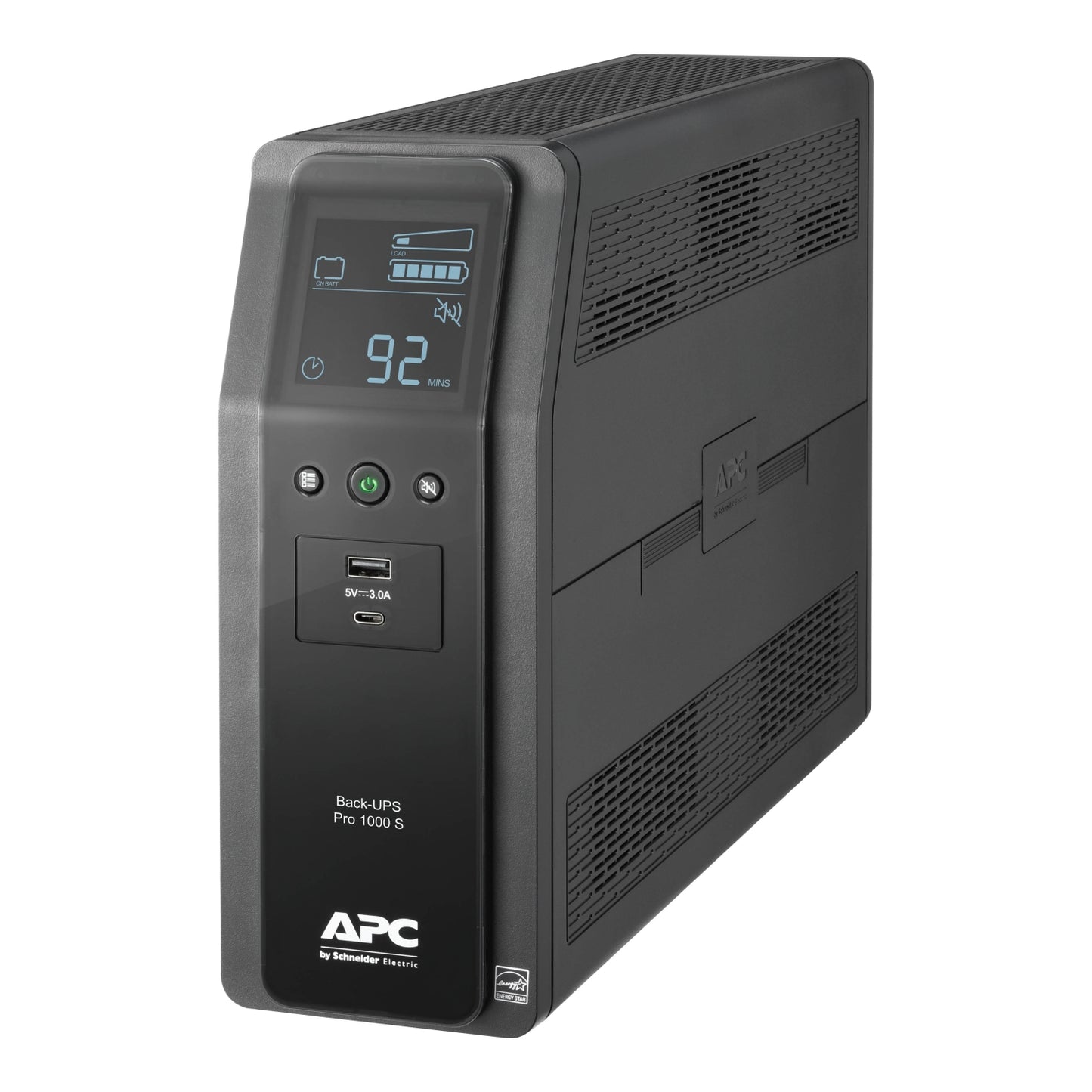 APC Back-UPS Pro, 1000VA/600W, Tower, 120V, 10x NEMA 5-15R outlets, Sine Wave, AVR, USB Type A + C ports, LCD