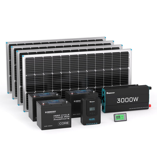 Renogy 400W Complete Kit for Workshop/Shed | 3*12V 100Ah Core Series Lithium Batteries