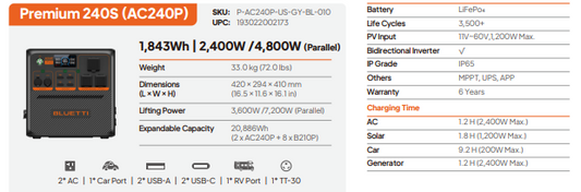 Bluetti Portable Power Station Premium 240 (AC240P)