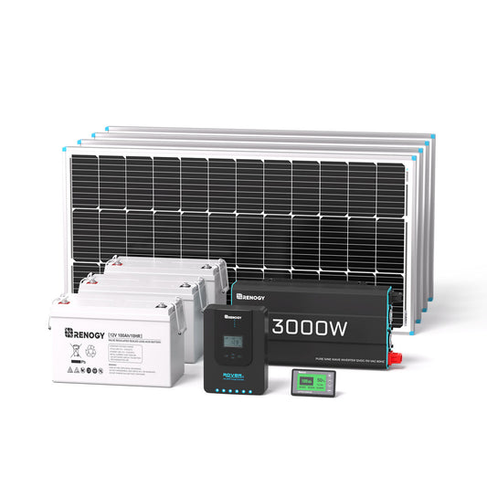 Renogy 400W Complete Kit for Workshop/Shed | 3*12V 100Ah Deep Cycle AGM Batteries
