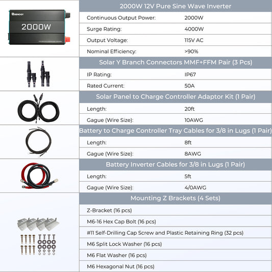 400W 12 Volt Complete Solar Kit with Two 100Ah LiFePO4 Batteries