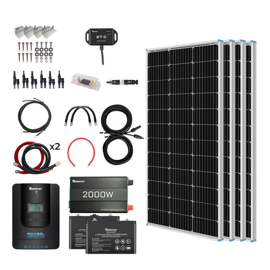 400W 12 Volt Complete Solar Kit with Two 100Ah LiFePO4 Batteries
