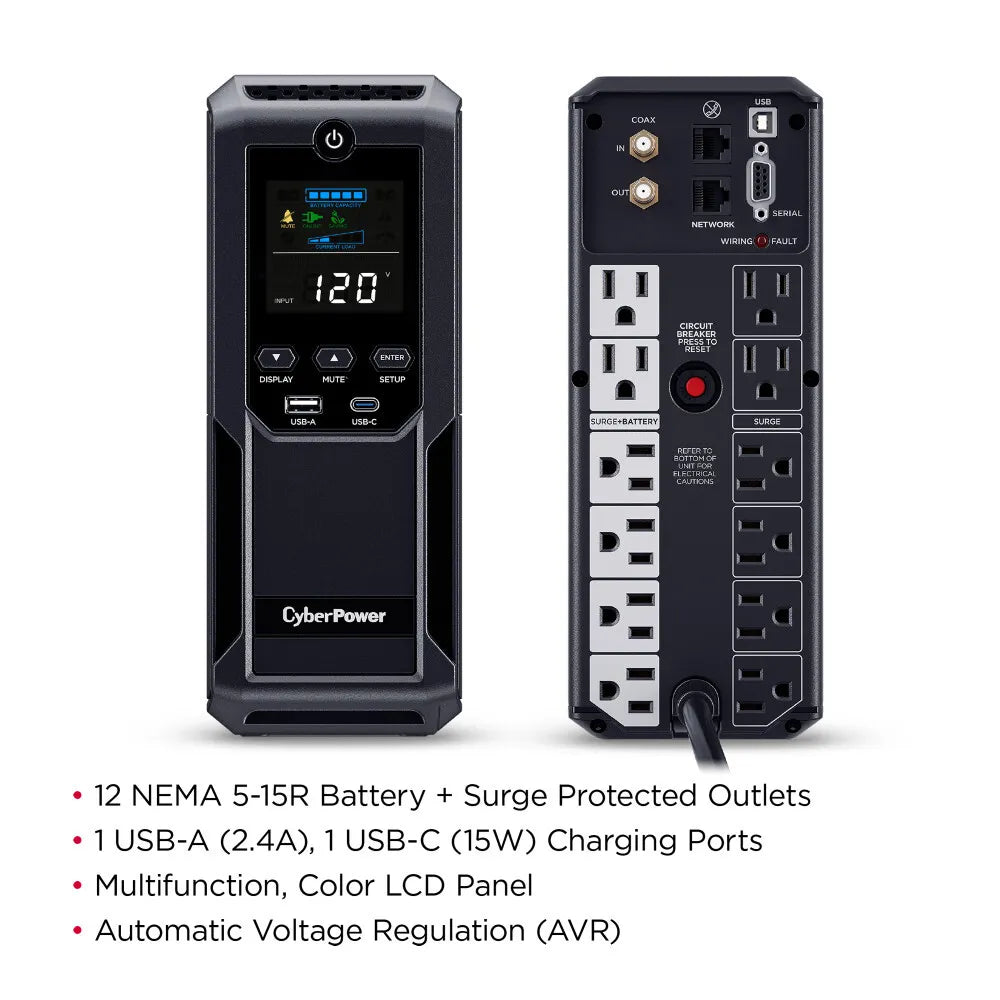 CYBERPOWER, 1500VA Mini-tower AVR UPS