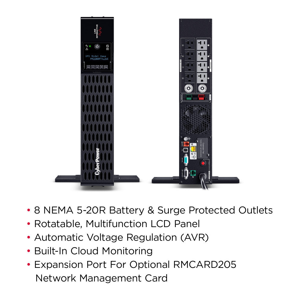 CYBERPOWER, 2200VA/2200W SINE WAVE UPS, 2U 8XNEMA 5-20R 10 CORD CLOUD