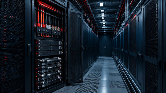 High-density AI data center rack with integrated hybrid energy storage modules and 800V DC bus cabling