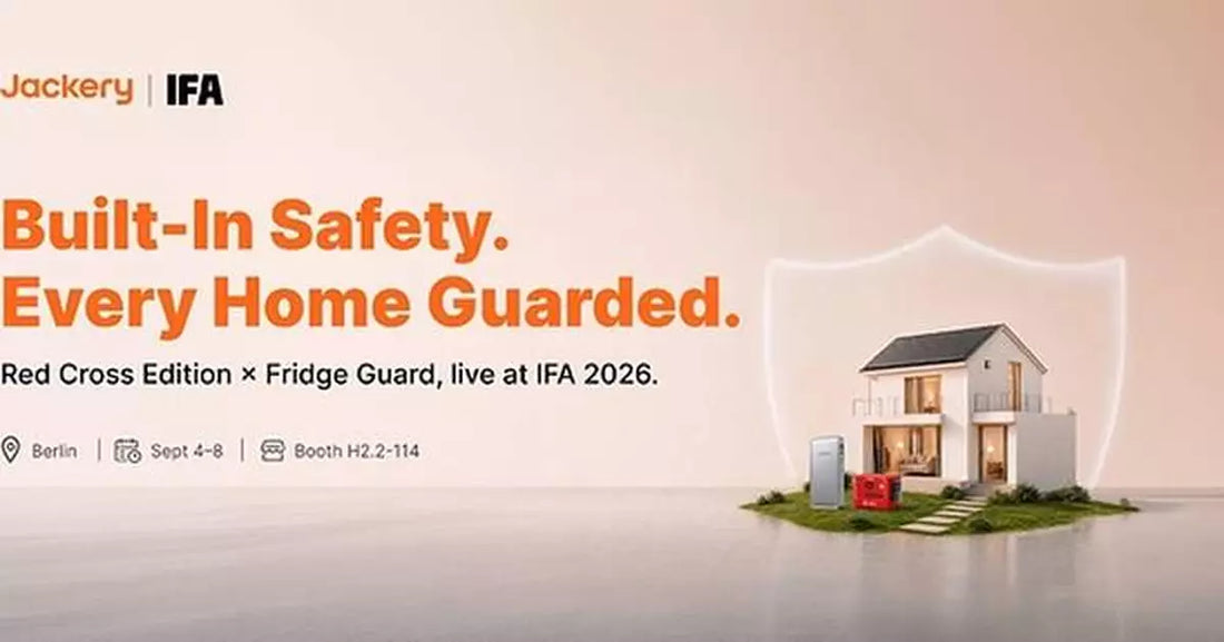 Jackery EnergyGuard Max home battery system displayed at IFA 2026